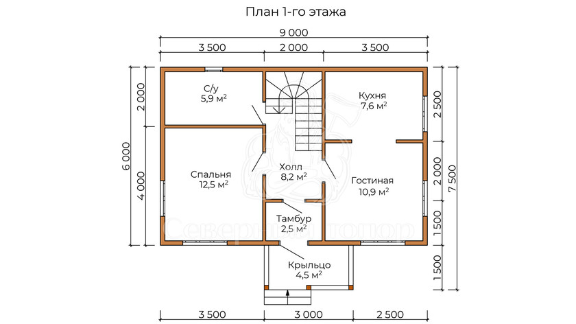 Дом из бруса в «тёплый угол» «Аглая»