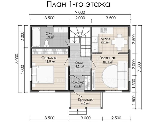 Дом из бруса в «тёплый угол» «Аглая»