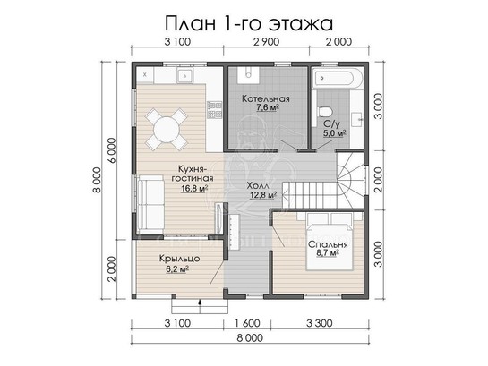 Дом из бруса в «тёплый угол» «Анна»
