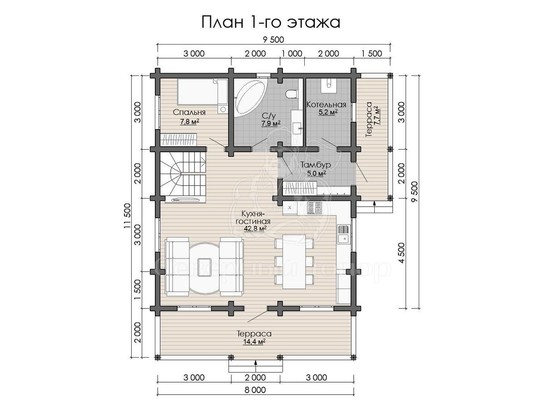 Дом из бруса в «Чашу» «Дана»