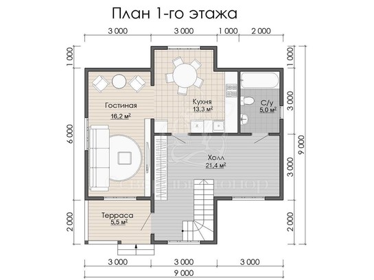 Дом из бруса в «тёплый угол» «Дарья»