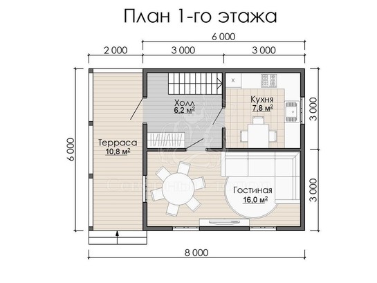 Дом из бруса в «тёплый угол» «Алексия»