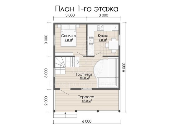 Дом из бруса в «тёплый угол» «Алла»
