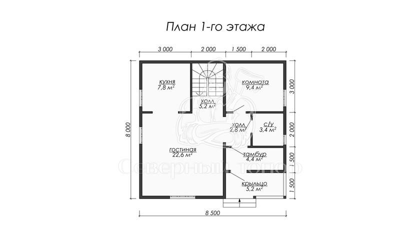 Дом из бруса в «тёплый угол» «Жасмин»