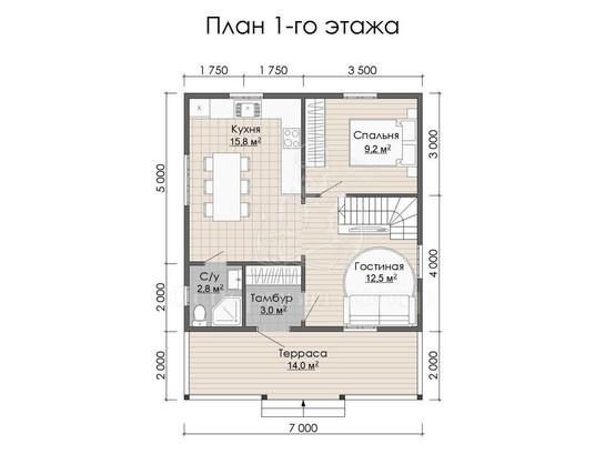 Дом из бруса в «тёплый угол» «Амалия»