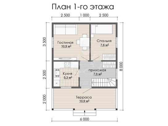 Дом из бруса в «тёплый угол» «Доминика»