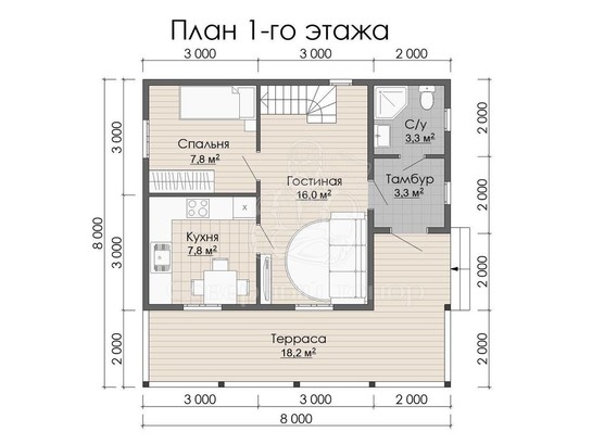 Дом из бруса в «тёплый угол» «Глория»