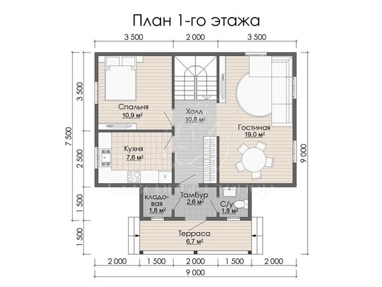 Дом из бруса в «тёплый угол» «Виола»