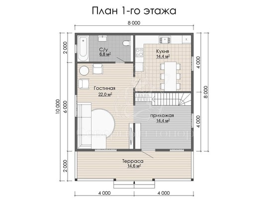 Дом из бруса в «тёплый угол» «Вероника»