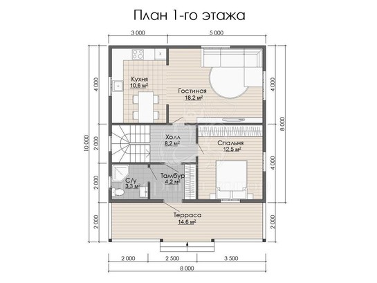 Дом из бруса в «тёплый угол» «Нелли»