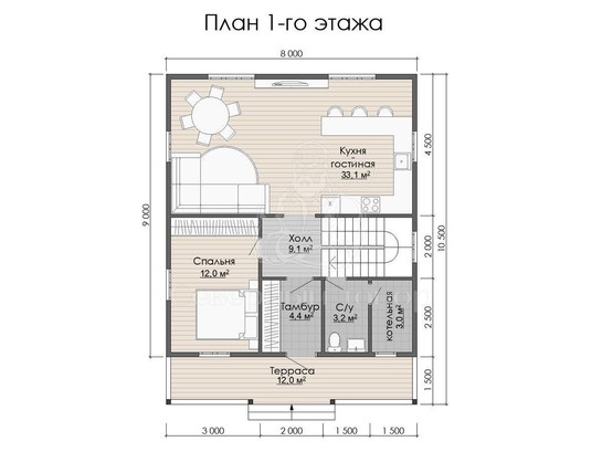 Дом из бруса в «тёплый угол» «Дарина»