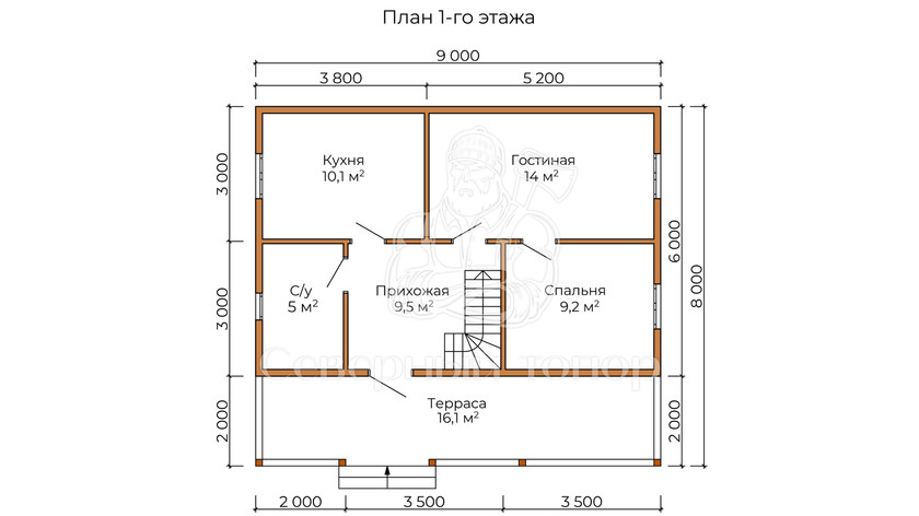 Дом из бруса в «тёплый угол» «Есения»