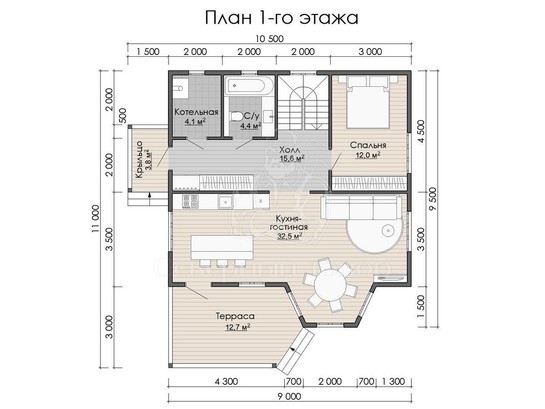 Дом из бруса в «тёплый угол» «Любава»