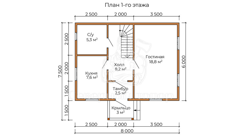 Дом из бруса в «тёплый угол» «Любовь»