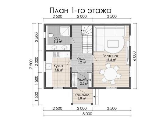 Дом из бруса в «тёплый угол» «Любовь»