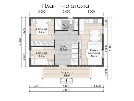 Дом из бруса в «тёплый угол» «Лучезара»