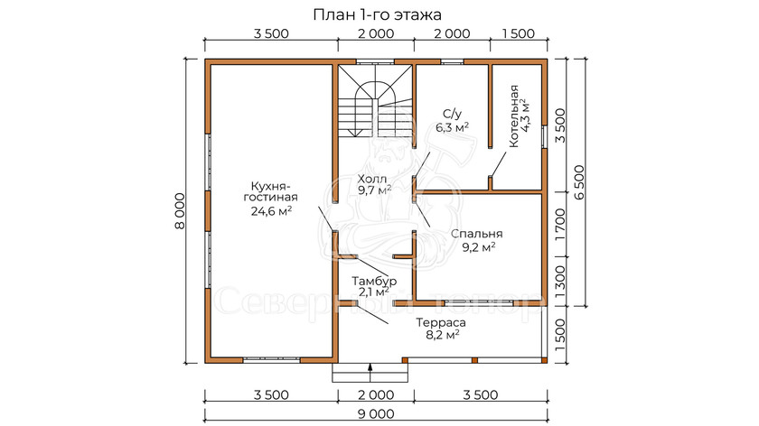 Дом из бруса в «тёплый угол» «Марфа»