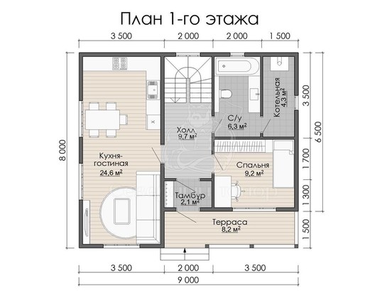 Дом из бруса в «тёплый угол» «Марфа»