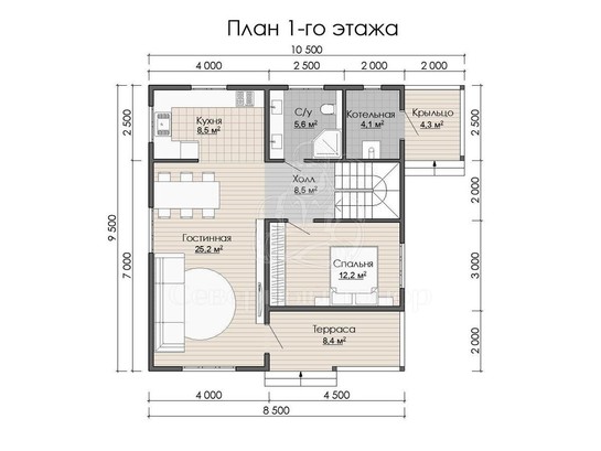 Дом из бруса в «тёплый угол» «Мирослава»