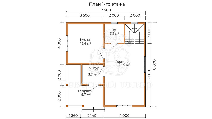 Дом из бруса в «тёплый угол» «Оксана»