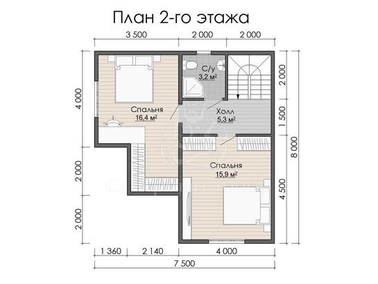 Дом из бруса в «тёплый угол» «Оксана»