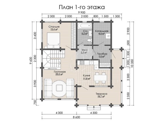 Дом из бруса в «Чашу» «Полада»