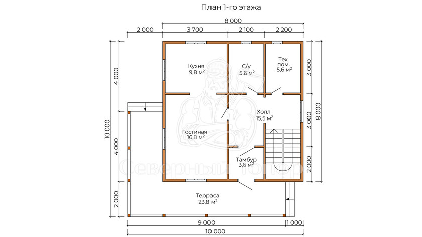 Дом из бруса в «тёплый угол» «Сиана»