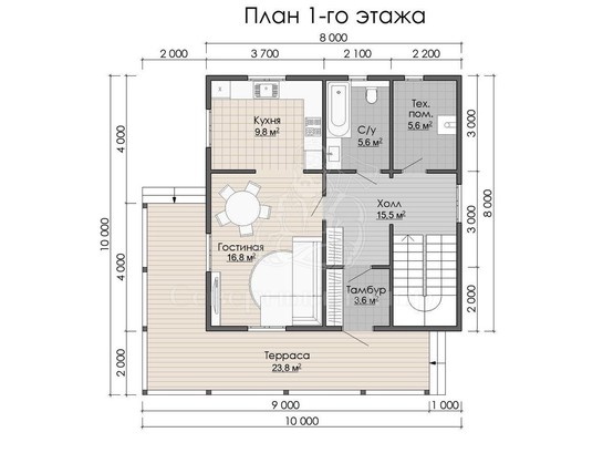 Дом из бруса в «тёплый угол» «Сиана»