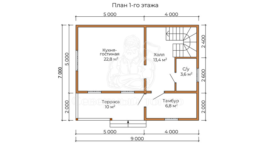 Дом из бруса в «тёплый угол» «София»