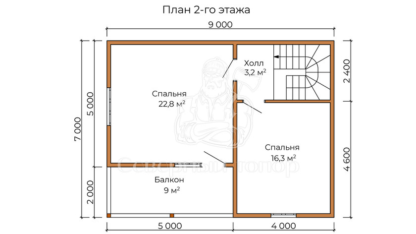 Дом из бруса в «тёплый угол» «София»