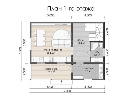 Дом из бруса в «тёплый угол» «София»
