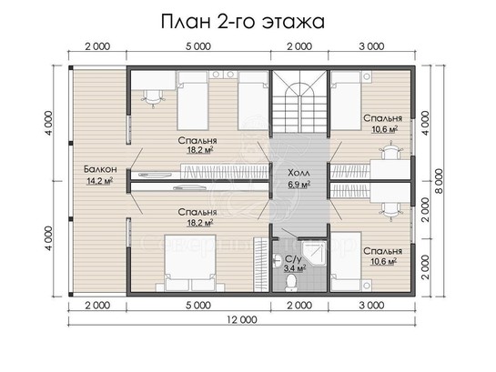 Дом из бруса в «тёплый угол» «Татьяна»