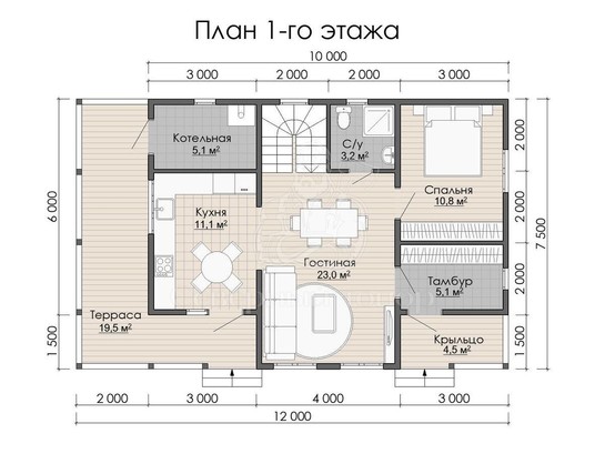 Дом из бруса в «тёплый угол» «Василиса»