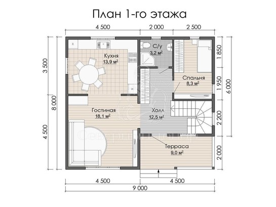 Дом из бруса в «тёплый угол» «Влада»