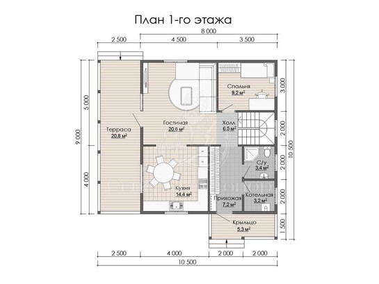 Дом из бруса в «тёплый угол» «Янина»