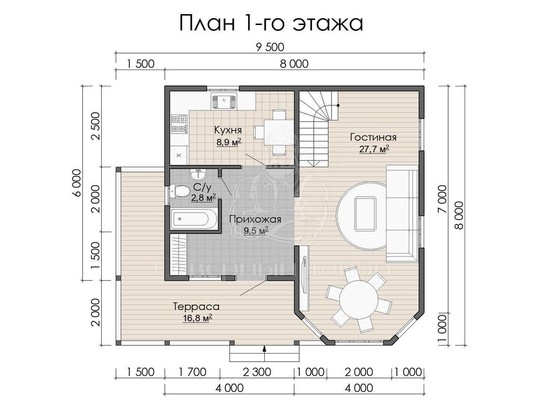 Дом из бруса в «тёплый угол» «Ярослава»