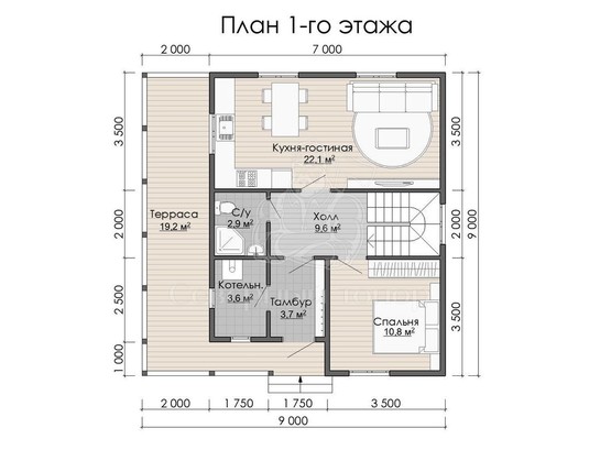Дом из бруса в «тёплый угол» «Юлия»